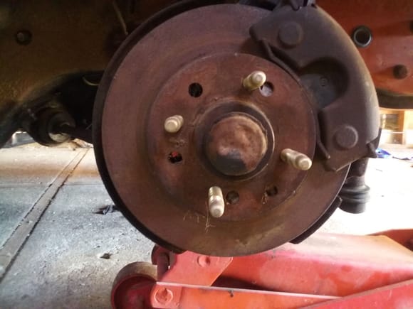 The previous builder drilled out the old rotors to work with the centerlines and the 8.8.