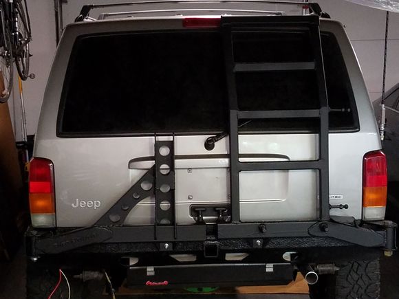Finally almost done. Herculiner on bumper and ladder steps for traction and to match sides and front bumper