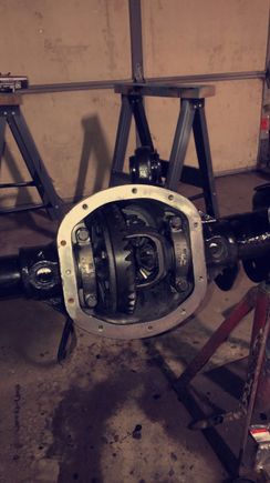 The carrier bearings are still very tight on this axle. I had to cram a rag between the ring and pinion gears to pop the carrier out. 