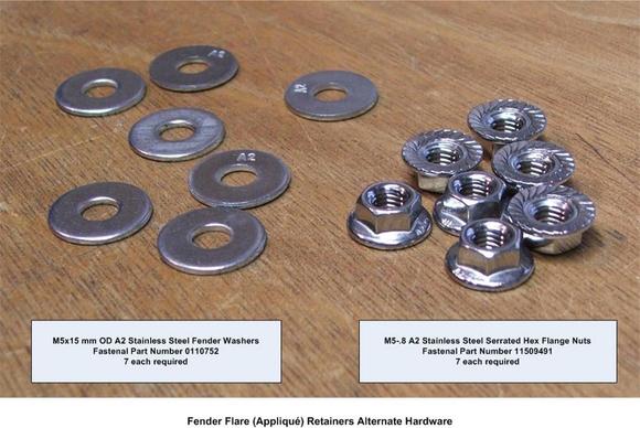 Fender Flare Retainers Alternate Hardware
