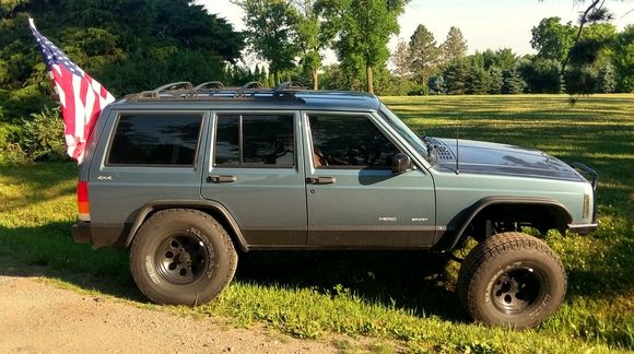 fully stuffed but no rub.. drivers tire is actually hanging in air. Perfect fit.