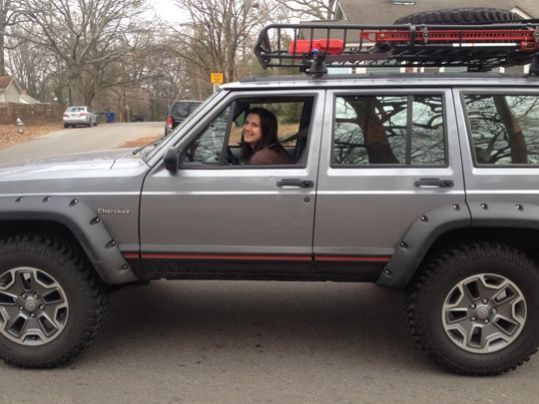 wife gets to run the errands while im sick

1993 Jeep cherokee with Bushwacker cutout fenders, 3" lift, 1" spidertrax adapters, rubicon wheels, yakima roof rack, rotopax mounts, hela lights