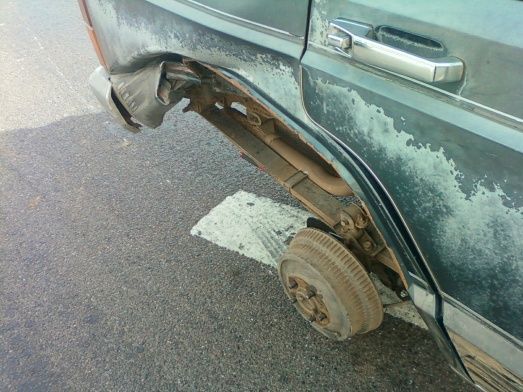 the fender all crunched