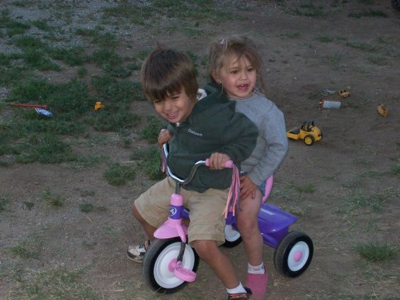 My youngest playing with his cousin Madison, back at the camp