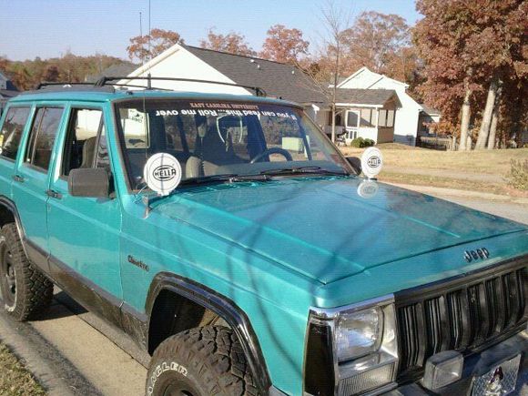 mounted hellas on the windshield! its one of a kind