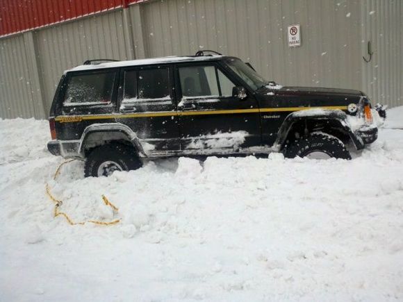 Had to see how much snow it really took to stop the jeep