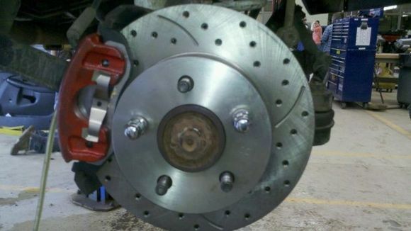 Rototech Cross-Drilled and Slotted Rotors, New Mopar OEM calipers w/ ceramic pads.