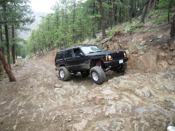 slippery rocks at the top of the first hill... Had to be winched out...