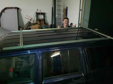 home made adjustable rack made from unistrut