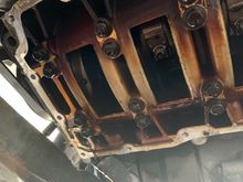 Here’s the bottom of the block where the crankshaft is above the main bearing girdle.