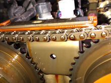 This is a loose timing chain, slow starts, rattling on cold start, gave a code just prior to changing it. A skipped link gave P0016