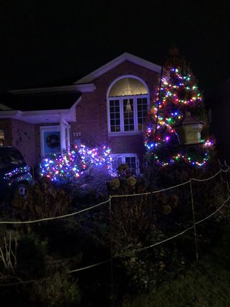 Put up our Christmas lights, a little early, but it’s in the mid 50’s and dry , so why not! 