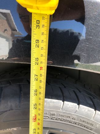 After FE5 springs installed 27 5/8 and a 10 mile drive in the country to seat the springs , this is the drivers side