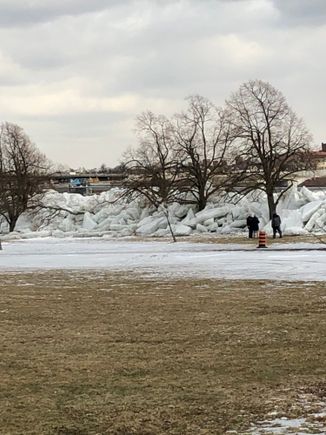 At the end of Central Ave and Lakeshore Rd 
It will be awhile to see what damage has been done to the wall in that area