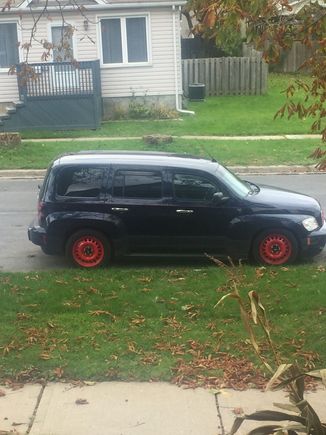 Oldblue in red steely rims