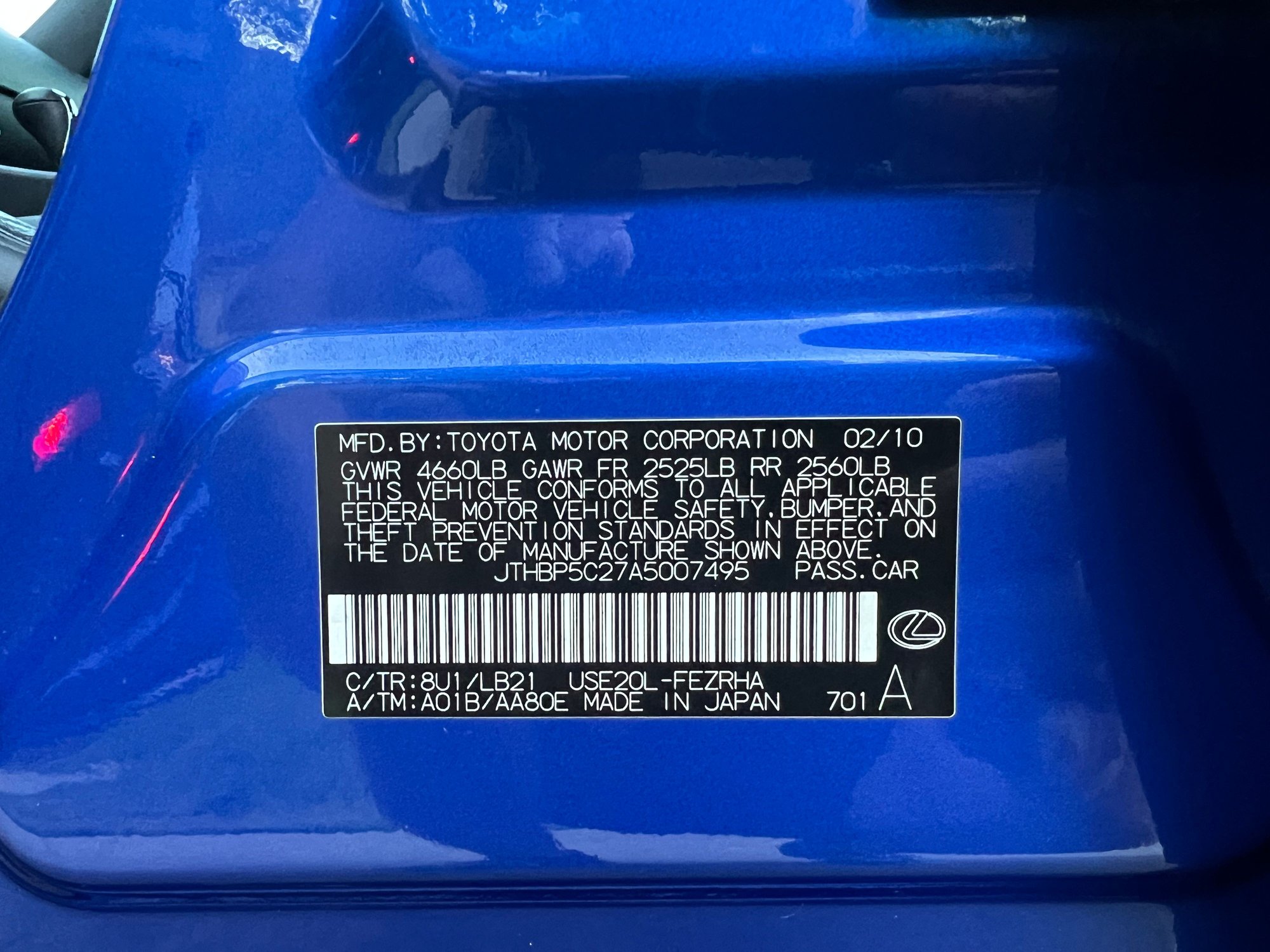 2010 Lexus IS F - KY: 2010 Lexus IS F, USB, 86k mi, clean, warranty - Used - VIN JTHBP5C27A5007495 - 8 cyl - 2WD - Automatic - Coupe - Blue - Lexington, KY 40509, United States