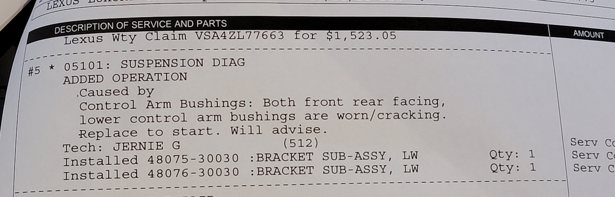 Control Arm Bushings Covered by Warranty? ClubLexus Lexus Forum