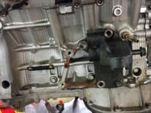 the parts to the left of this bracket has to be ground down, this was only cause the 3.3 was out of a fwd 2006 sienna.. if the motor is awd its direct swap..