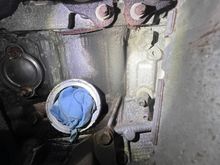 Oil filter location on front of block. 