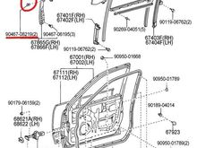 90467-08219 (2) Indicates you'll need 2 of these pins, which are needed to pin the upper and lower parts of the weather stripping together and to the door itself.