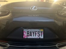 I run a company Bay …..  and the FST stands for Fast. Could only have 6 letters on Breast Cancer Awareness. Love the white bottom fading upward to grey to match. Also went with WeatherTech Carbon Fiber plate cover to match the roof. 