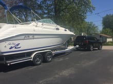 First time towing the boat with the LX... even though I still can't figure out why I'm not getting all the power I need through my trailer wiring harness to the trailer lights. Good thing the marina is right around the corner!