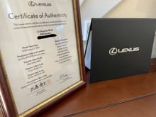 My LC... :)
- Signed Certificate by Lexus LC Chief Engineer & Vice President