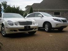 Lexus Rx450h &amp; MB E320 - both with white exterior and parchment interior