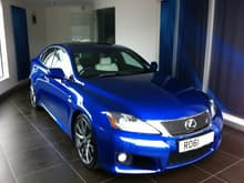 Lexus IS-F on collection day in the handover room.