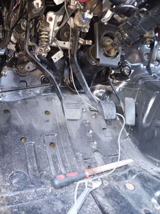 Brake swapped out for the sc300 mt one. I had to drill holes for the clutch Master.