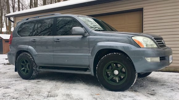 2003 GX470 in Ash Blue with Volk TE37 LARGE P.C.D. Face 2 rims.