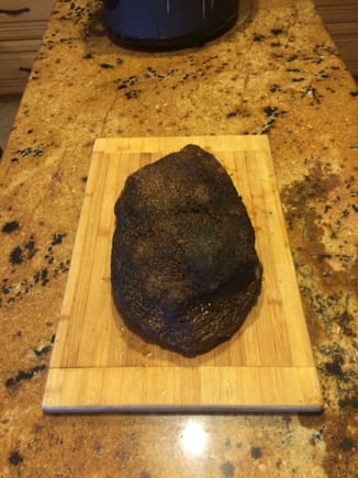 7 pound beef brisket, 9hrs, 225 degrees, it was perfect!