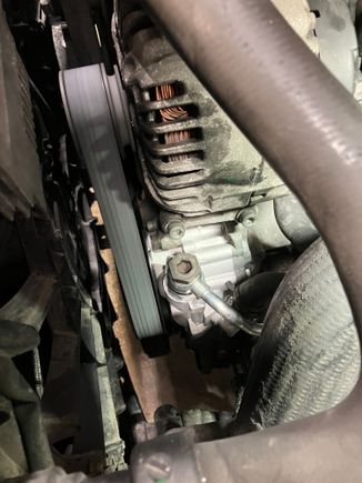 I just did this A4 PS pump and belt and I was lazy so didn't put it in service position.....there was "more than enough" space to the belt on after all lol!