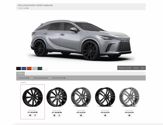 I got Vision wheels on my 2024 RX350 premium + AWD. 22" Clutch in black gloss machine faced with 265/40r22. Don't worry about bore size, wheels comes with centric ring. 