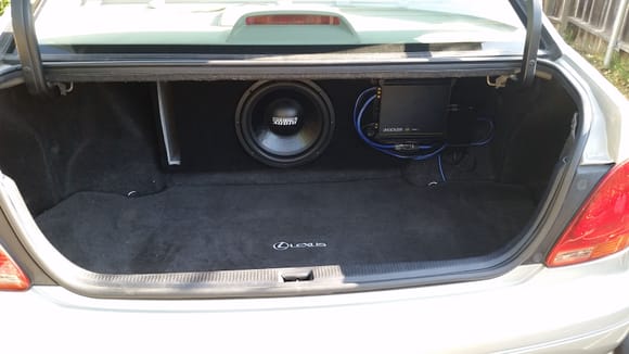 12 inch sub and custom box in trunk.