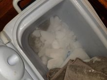 Got the bearings super cold with dry ice so that they would go in easier.