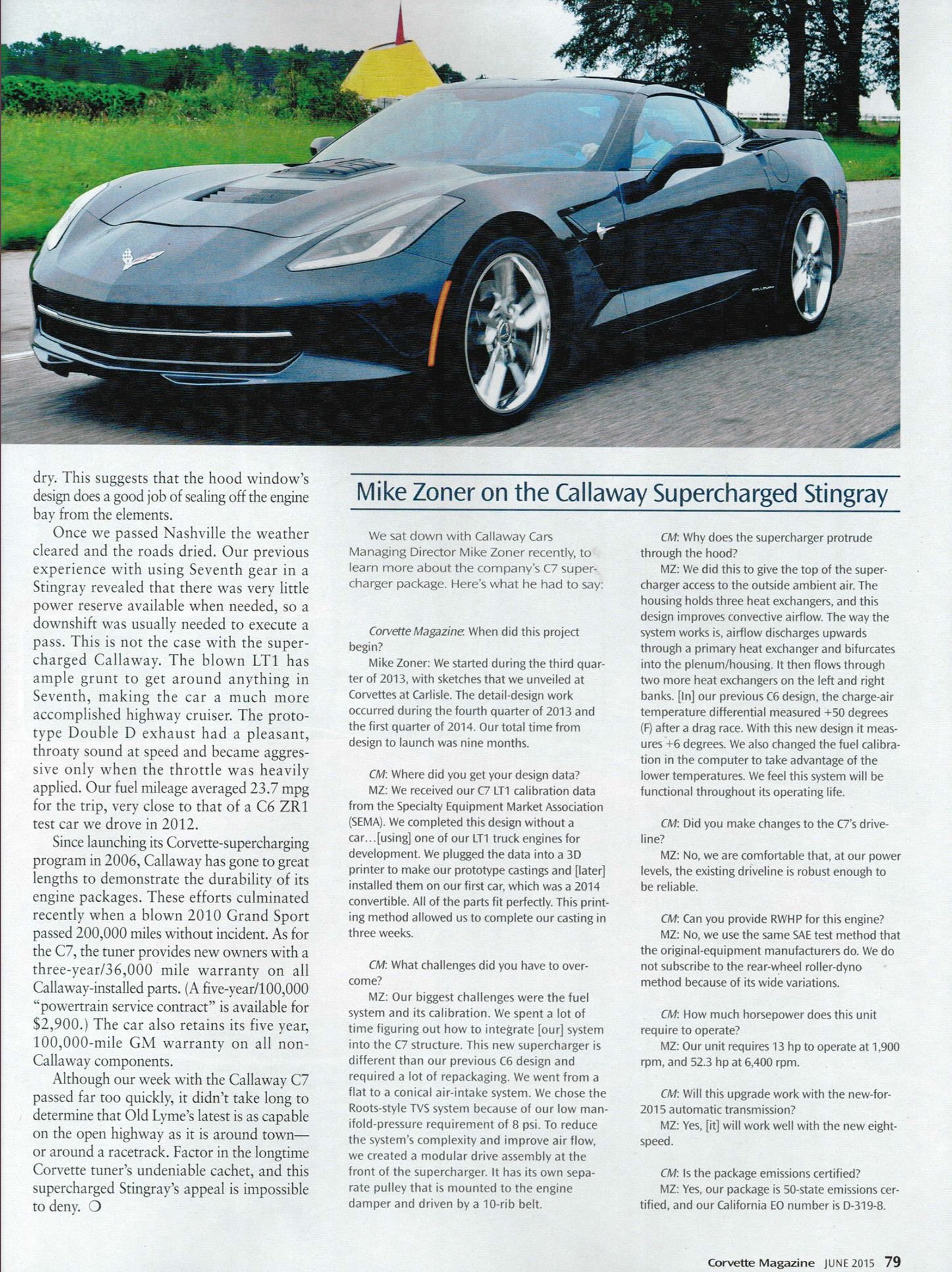 Corvette Magazine Article An Insider's Look at the new Callaway