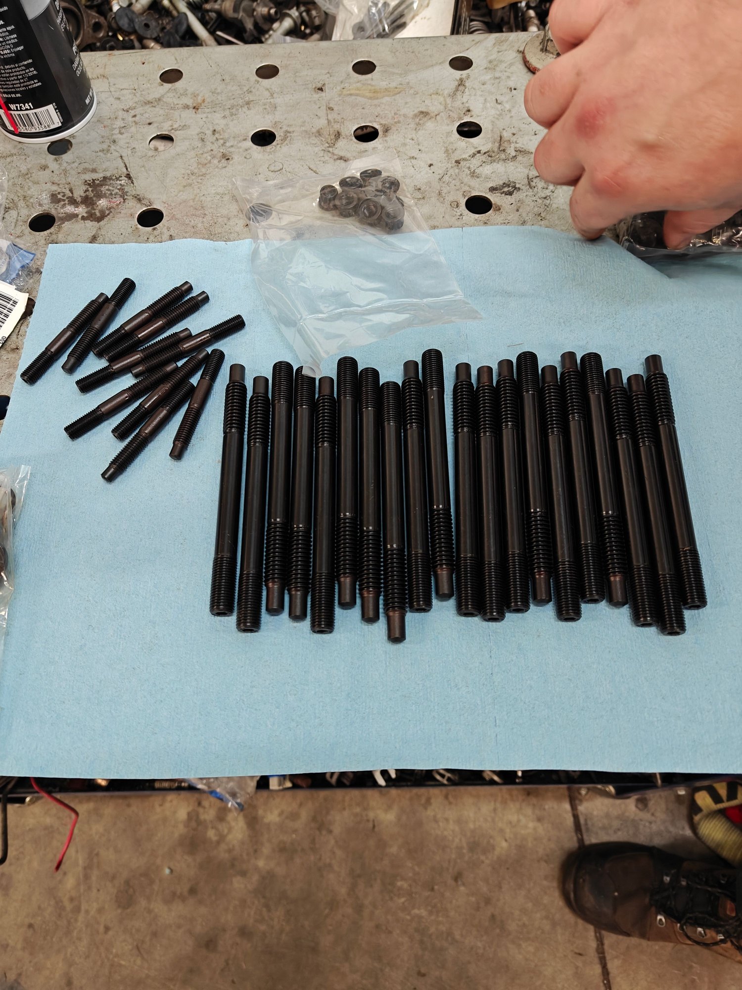 Arp studs getting prepped