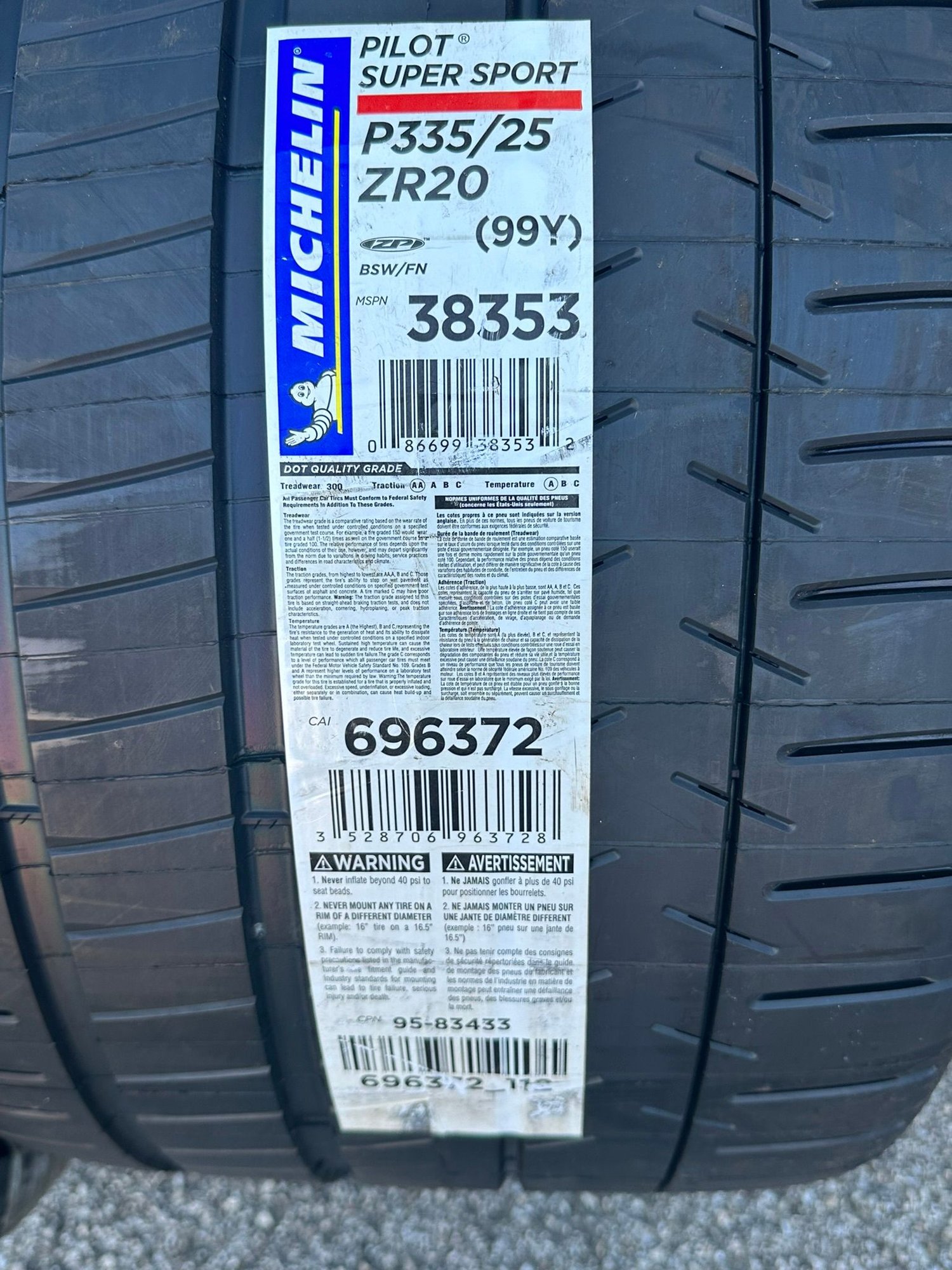 FS (For Sale) New/Never Mounted 2 Michelin Super Sport ZP 335/25/ZR20 Tires CorvetteForum