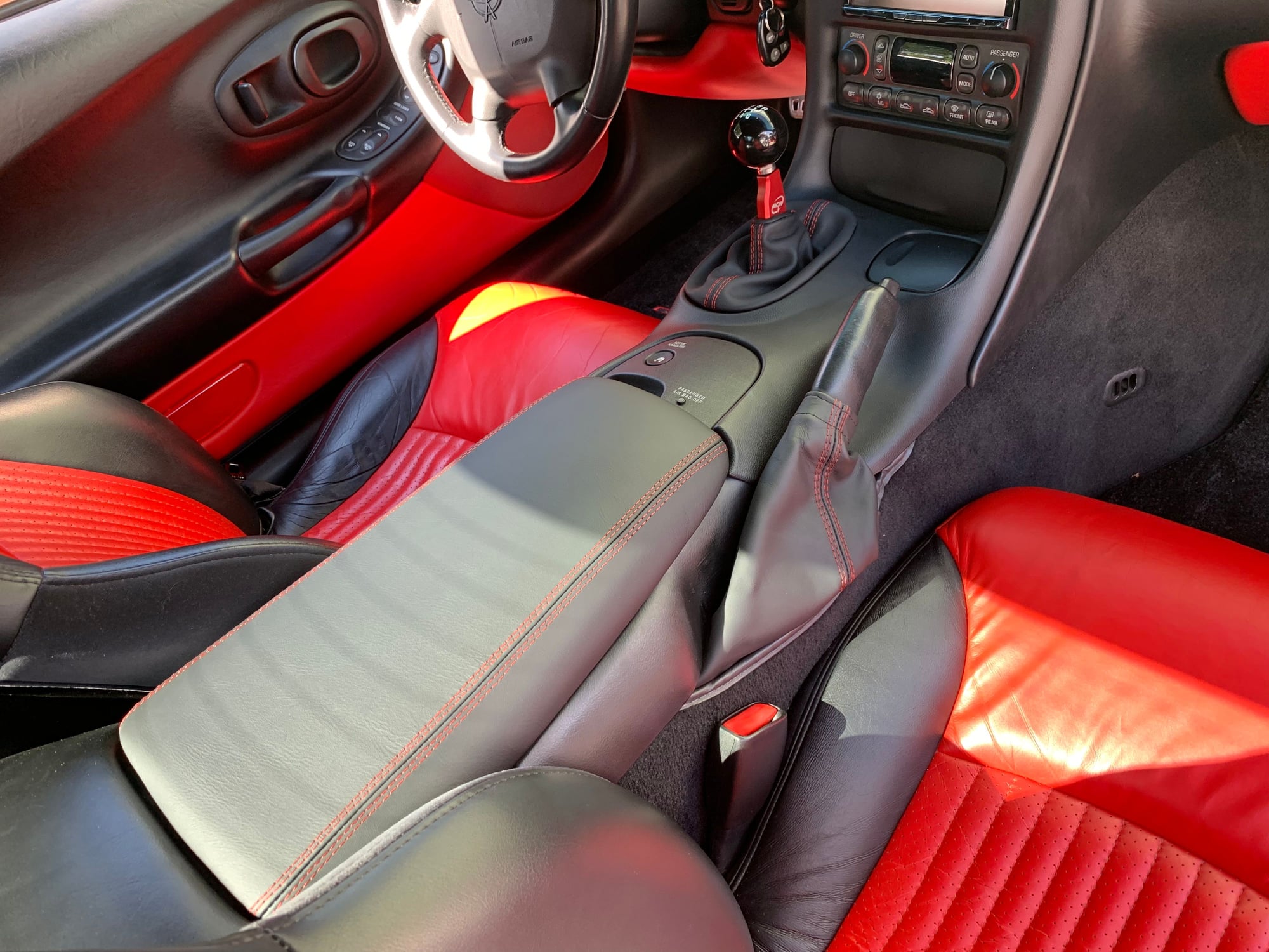 RedlineGoods Shift Boot Compatible with Chevrolet Corvette C6 2005-13 Black Alcantara-Blue Thread 