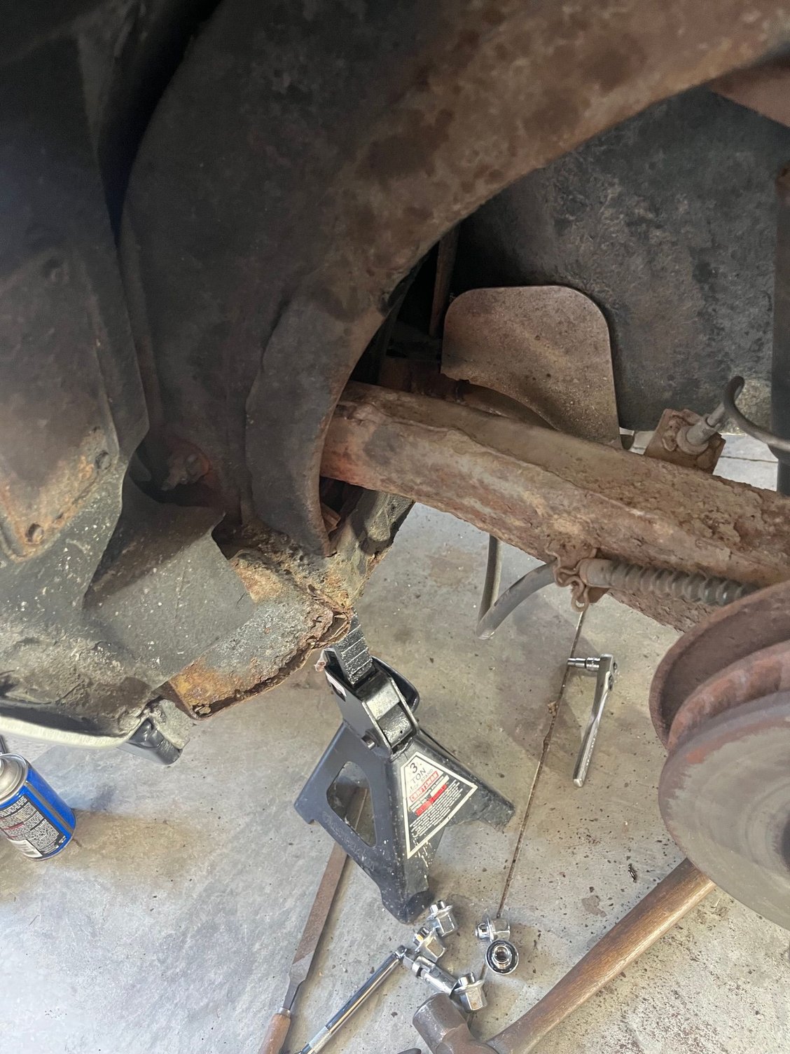 Suspension, exhaust, brakes, etc all have surface rust.  I'm guessing because of sitting on the concrete for so long with the humidity / temp cycles.