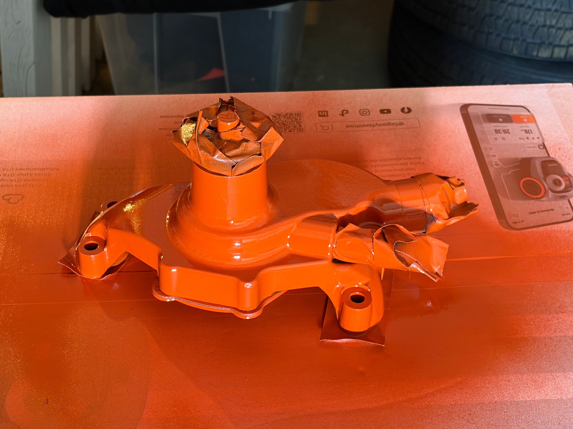 Some engine enamel.  Chevy Orange, of course.  