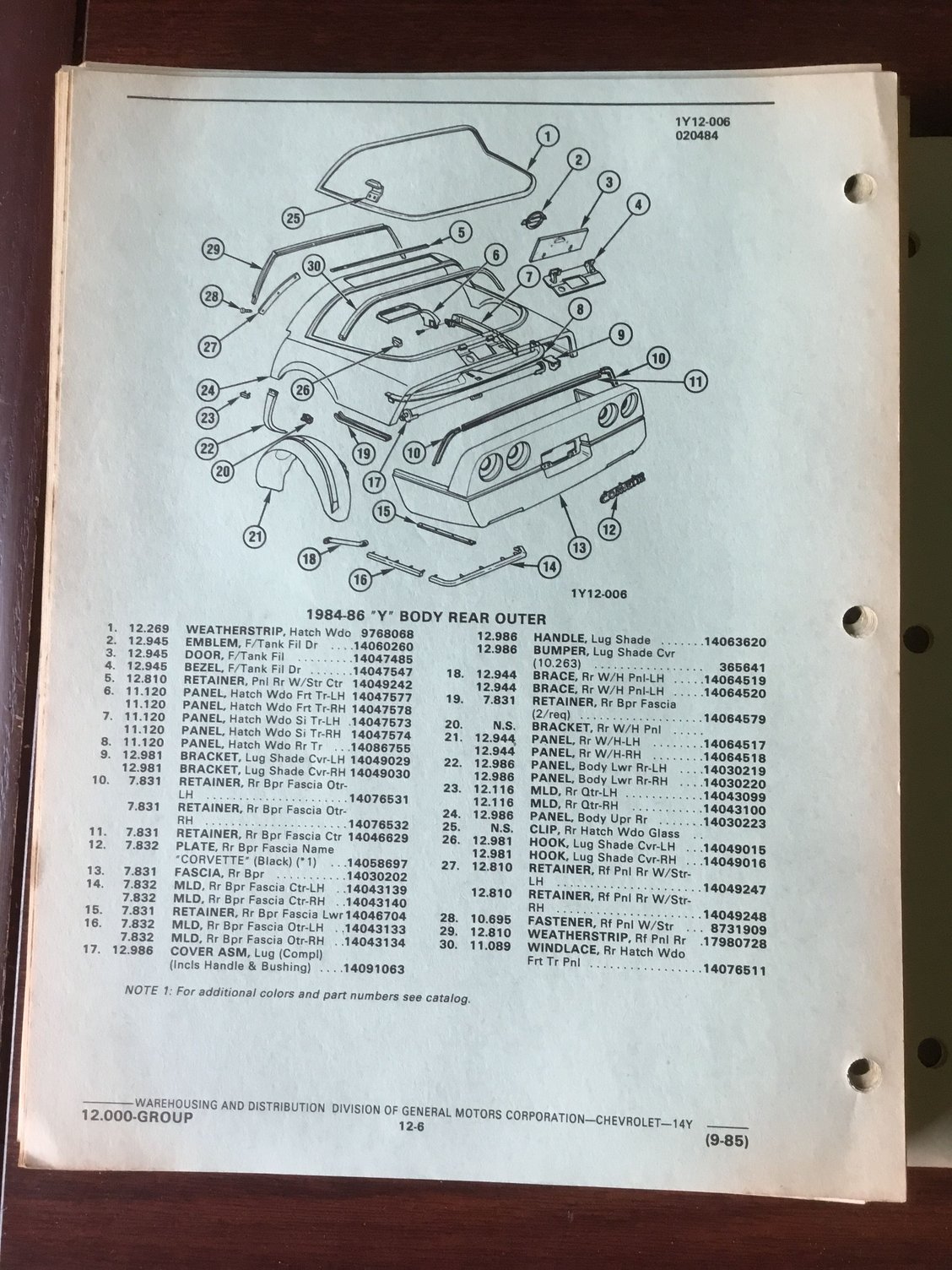 FS (For Sale) OEM 198486 Parts & Illustration Catalog CorvetteForum