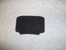 It is about 1-1/2" x 2-1/4" foam about 1/16" thick.