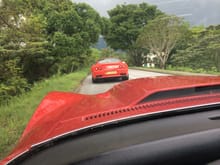 Following a Ferrari during a Sunday morning drive in Hong Kong country side.