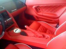 Red Interior with white piping and Q-Citura stitching
