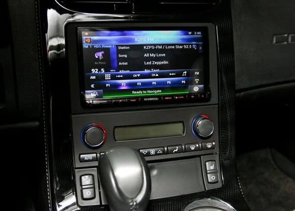 HD Radio interface shows station info, artist and track, etc.