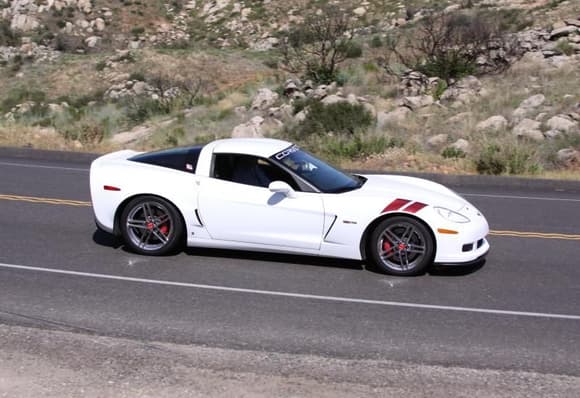 In action on a Mission Valley Corvettes &amp; Cobras cruise, on the 94 near Tecate.