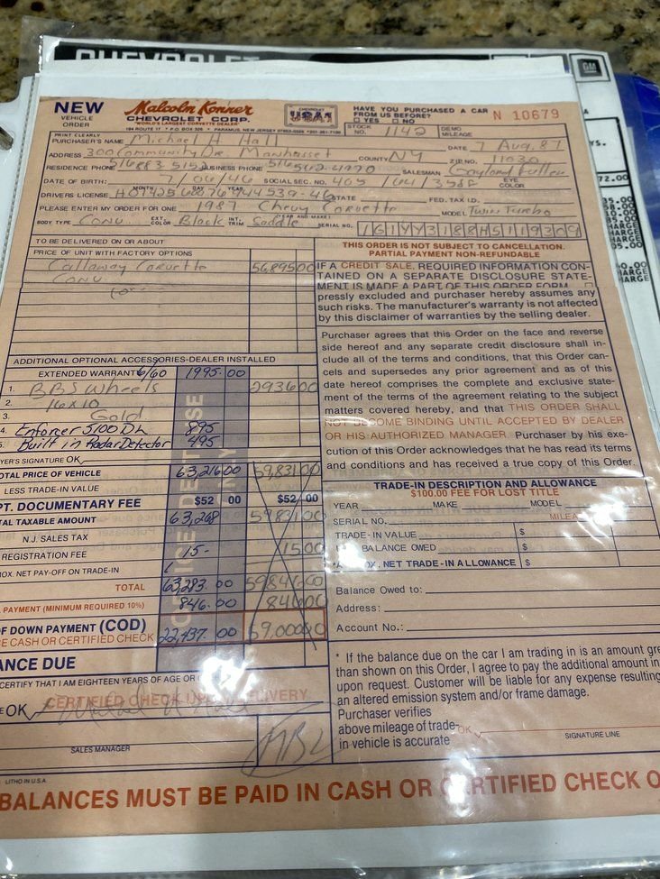 Dealer Doc Fees from the 1 Corvette Dealer 35 years ago were cheap