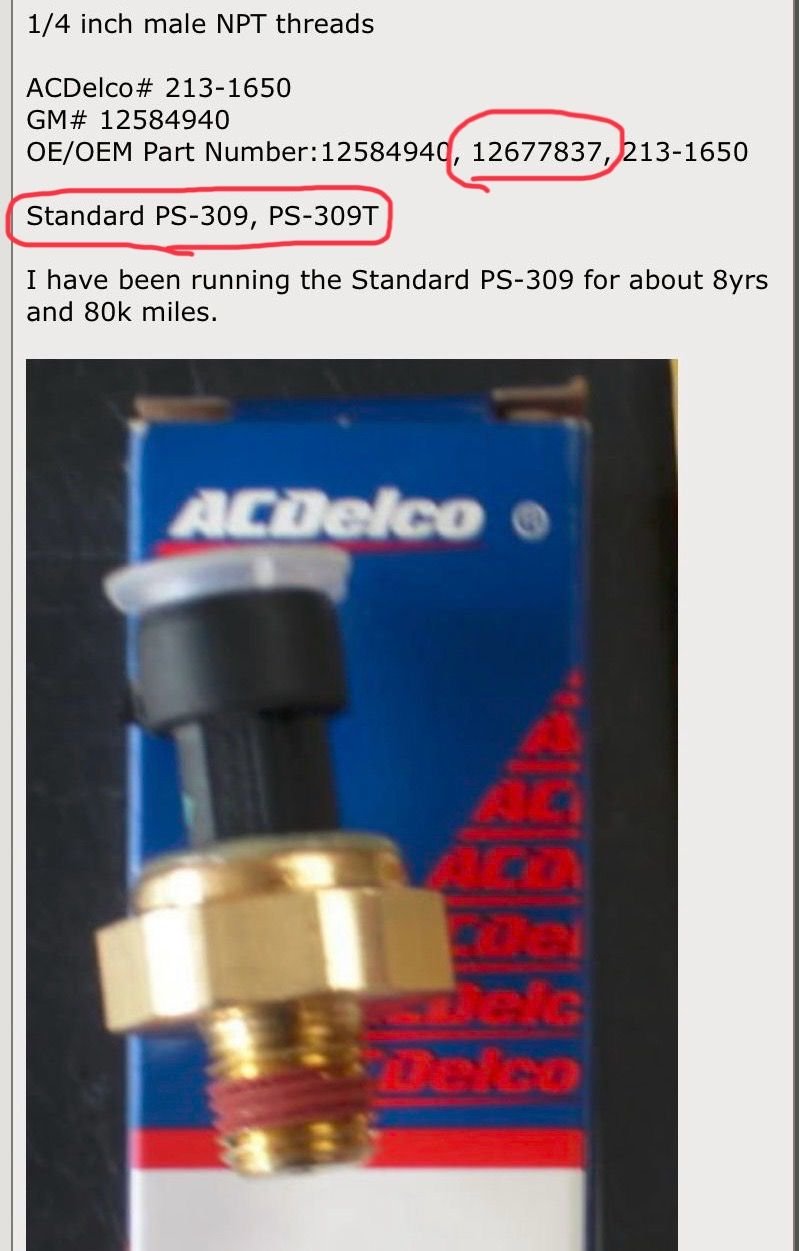 oil pressure sensor relocation kit CorvetteForum Chevrolet Corvette Forum Discussion